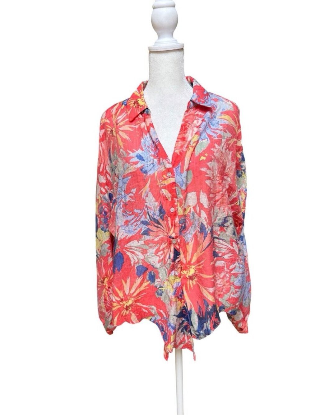 Vince Camuto Floral Blouse Top Medium Sheer Lightweight Spring
